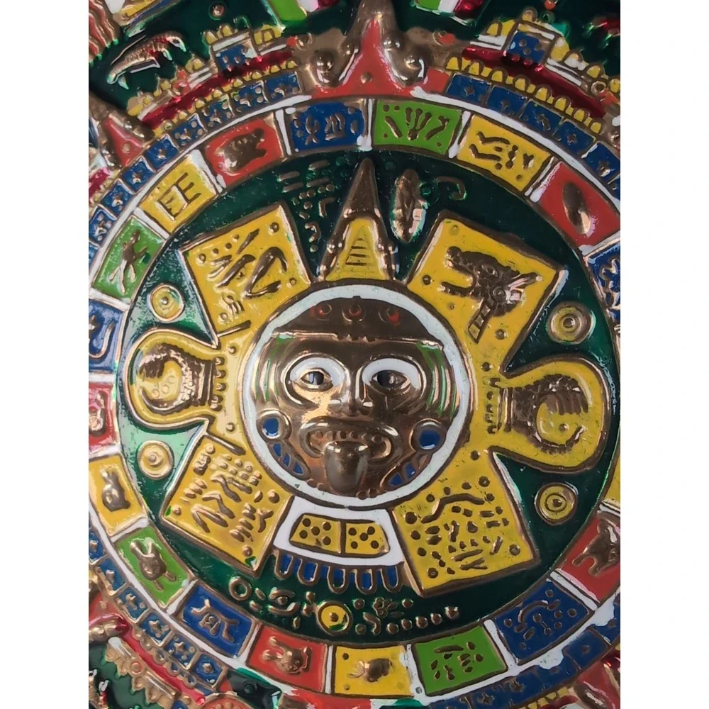 Handcrafted Cancun Mexico Enameled Aztec 11